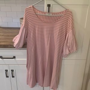 Super cute pink and white striped tunic/dress